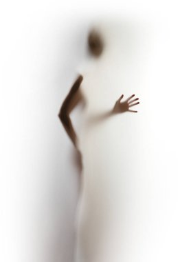 Kadın bir insan vücudunun soyut gölgeleri. Silhouette bir el, yüz ve gövde.