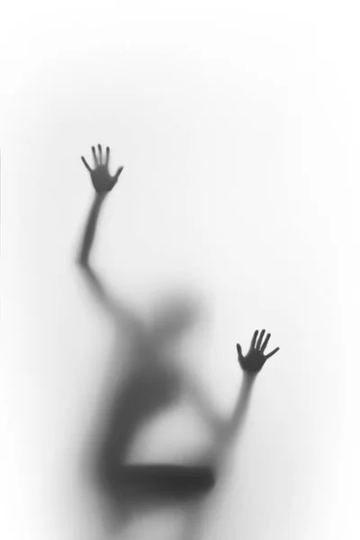 Woman Squatter Climb Human Body Silhouette Can Seen Blurred Diffuse — Stock Photo, Image