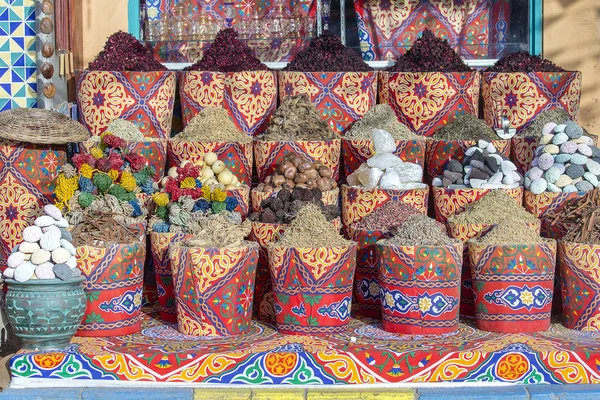 Bazar Especias Tradicionales Con Hierbas Especias Antiguo Mercado Callejero Sharm — Foto de Stock