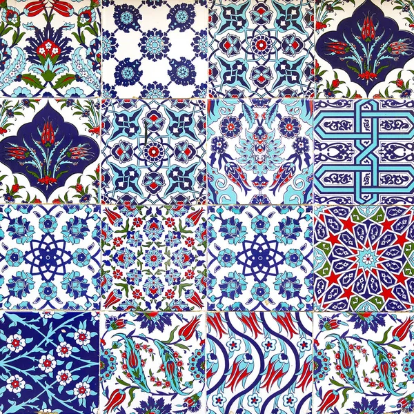 Detail Turkish Blue Tiles Texture Wall Background Istanbul Old City — Stock Photo, Image