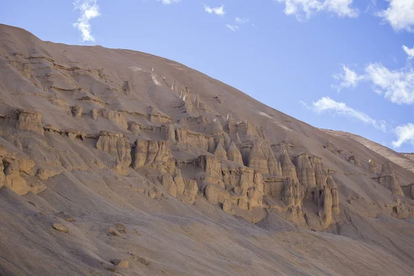 マナリ ヒマラヤ範囲の山の道の近くのヒマラヤ風景 インド ジャンムー カシミール州 ラダック インド ヒマラヤのラダックに有名な高速道路の高度の道路 — ストック写真