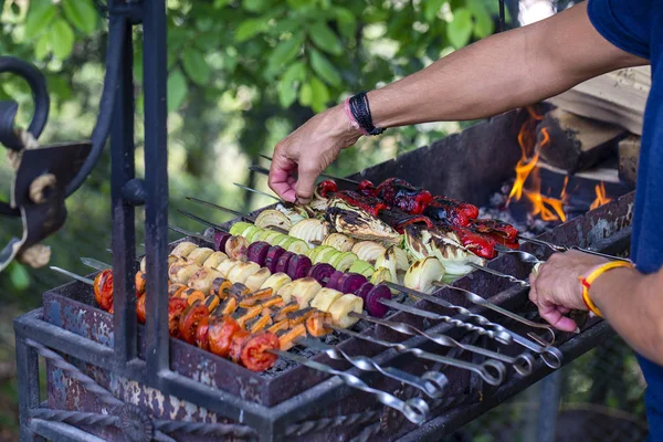 Fondo Verduras Parrilla Cerca Concepto Estilo Vida Saludable — Foto de Stock