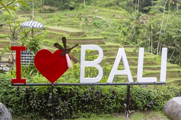 Bali Indonesia March 2018 Inscription Love Bali Rice Terraces Tegallalang — Stock Photo, Image