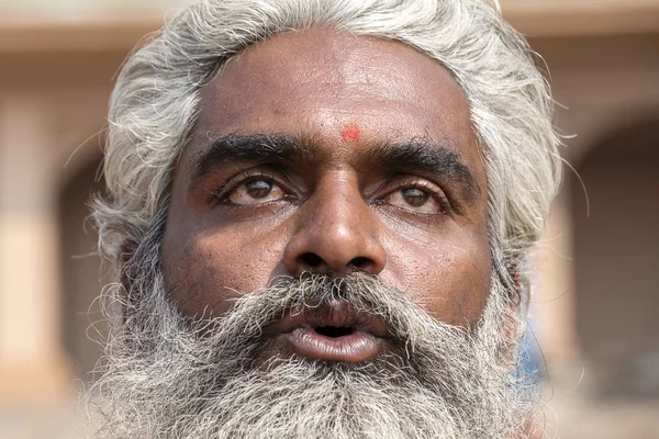 Varanasi India January 2017 Portrait Shaiva Sadhu Holy Man Ghats — Stock Photo, Image