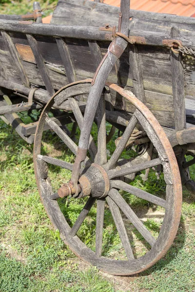 Old Wheel Wooden Cart Garden Heviz Hungary — Stock Photo, Image