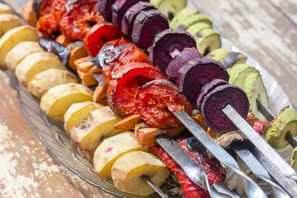 Bakgrund Grillade Grönsaker Närbild Konceptet Med Hälsosam Livsstil — Stockfoto