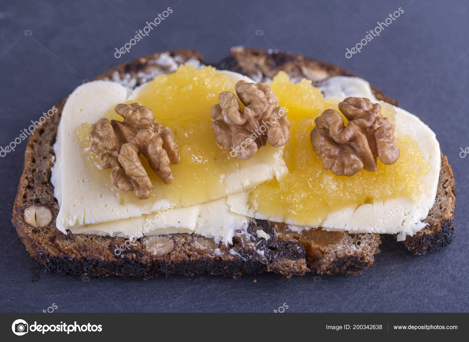 Sandwich Unleavened Bread Butter Cheese Honey Walnuts Close Top View Stock Photo Image By C Olegdoroshenko