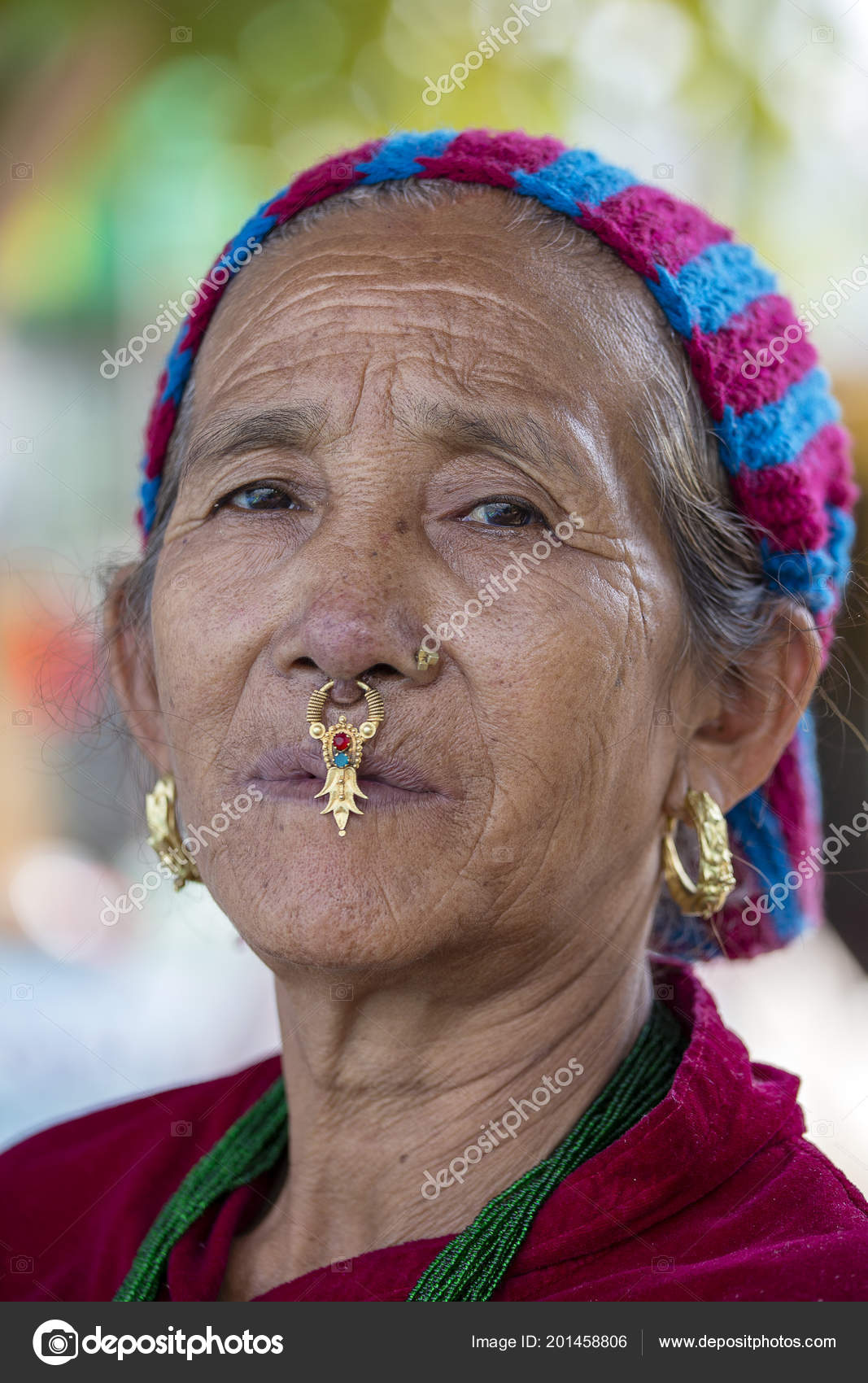 Kathmandu Nepal October Portrait Old Women Traditional Dress Street Stock Editorial Photo