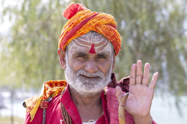 Kathmandu Nepal October 2016 Portrait Shaiva Sadhu Holy Man Pashupatinath — Stock Photo, Image