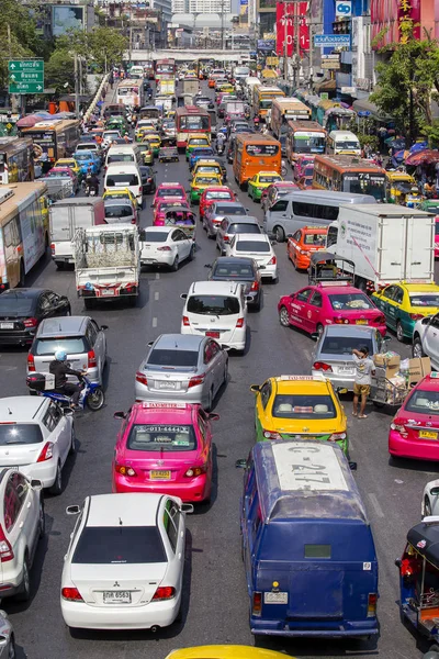 Bangkok Thailand Ianuarie 2015 Trafic Greu Strada Principală Centrului Orașului — Fotografie, imagine de stoc