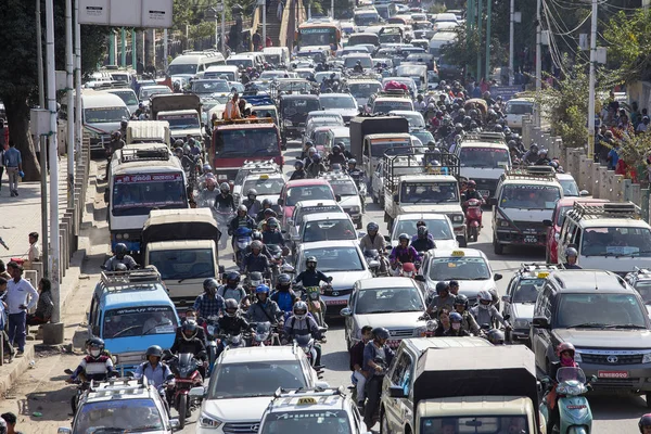 Kathmandu Nepal October 2016 View Traffic Jam Day Time Kathmandu — Stock Photo, Image