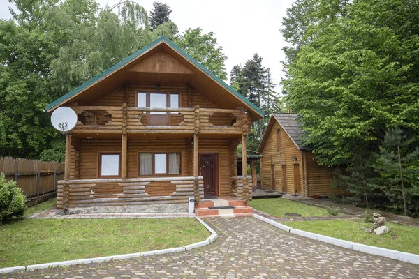 Maison Écologique Bois Poutres Dans Campagne Transcarpathie Ukraine — Photo