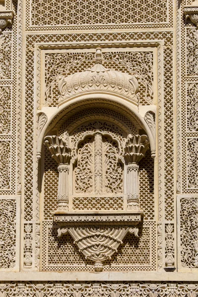 Adorno Indio Pared Del Palacio Fuerte Jaisalmer India Cerca — Foto de Stock