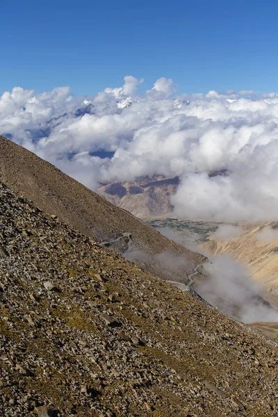 Paisaje Aéreo Leh Ladakh Vista Panorámica Las Carreteras Lado Las —  Fotos de Stock