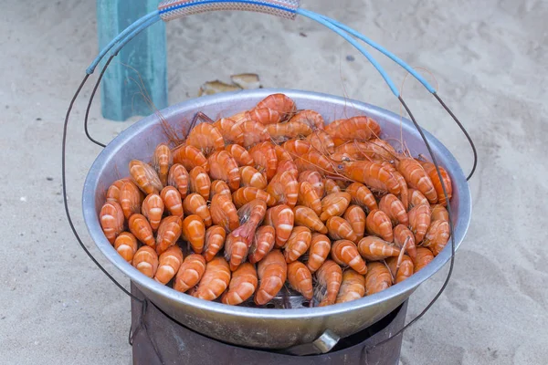 Boiled Shrimp Beach Market Thailand Close — Stock Photo, Image