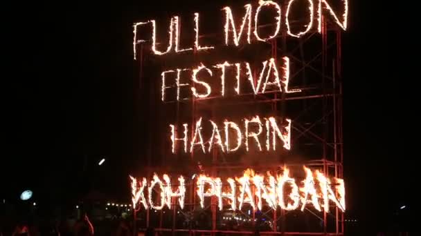 Koh Samui Tayland Mart 2018 Full Moon Party Yangın Tabelada — Stok video