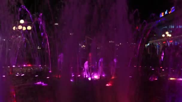 Sharm Sheikh Egypt May 2018 Streets Illuminated Water Singing Fountain — Stock Video
