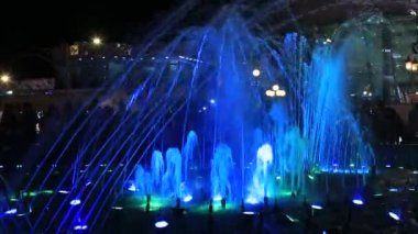 Sharm El Sheikh, South Sinai, Mısır'daki Soho Meydanı'nda gece şarkı Çeşme ışıklı su sokaklarında Sharm El-Sheikh, Mısır - 21 Mayıs 2018: