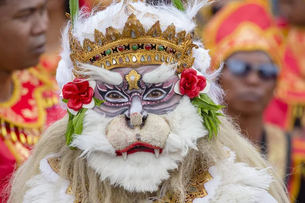 Gianyar Bali Indonézia 2018 Január Ismeretlen Balinéz Ember Hanuman Maszkot — Stock Fotó