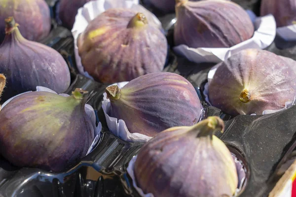 Fondo Higos Jugosos Maduros Mercado Puestos Tiro Cerca — Foto de Stock