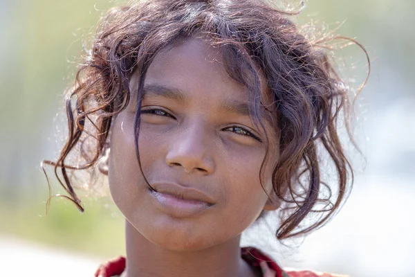 Himalayas Annapurna Region Nepal October 2016 Portrait Poor Girl Street — Stock Photo, Image