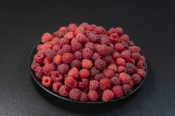 Verse Rijpe Sappige Framboos Achtergrond Close Berry Voedsel Achtergrond Gastronomie — Stockfoto