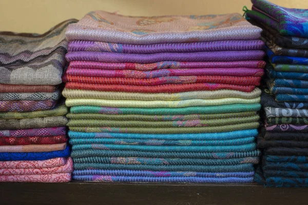 Heap Cloth Fabrics Local Market India Close — Stock Photo, Image