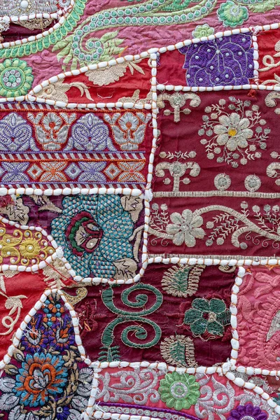 Detail Old Colorful Patchwork Carpet Close — Stock Photo, Image
