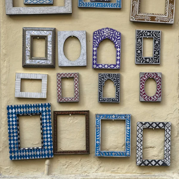 Beautiful Empty Picture Frames Hanging Wall Udaipur India Close — Stock Photo, Image