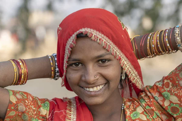 Pushkar India Noviembre 2018 Niña India Desierto Thar Time Pushkar — Foto de Stock