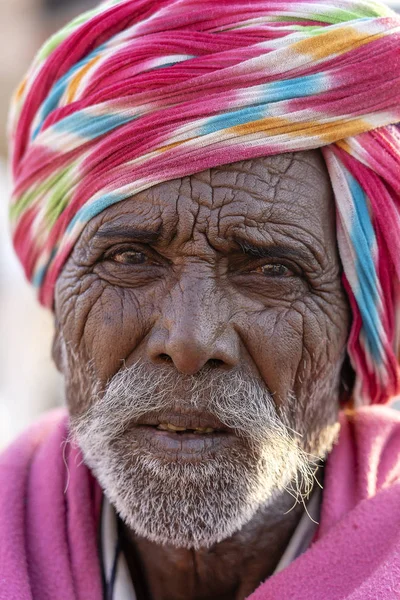 Pushkar India November 2018 Indian Man Desert Thar Pushkar Camel — Stock Photo, Image