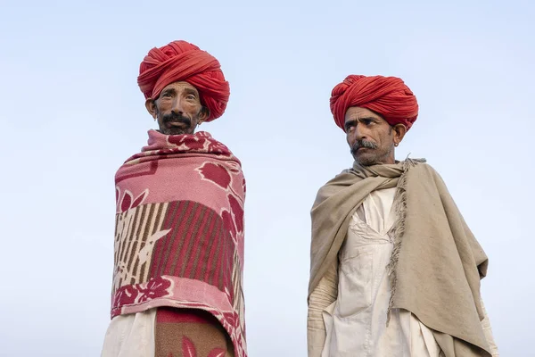 Pushkar Indien November 2018 Indiska Två Man Öknen Thar Pushkar — Stockfoto