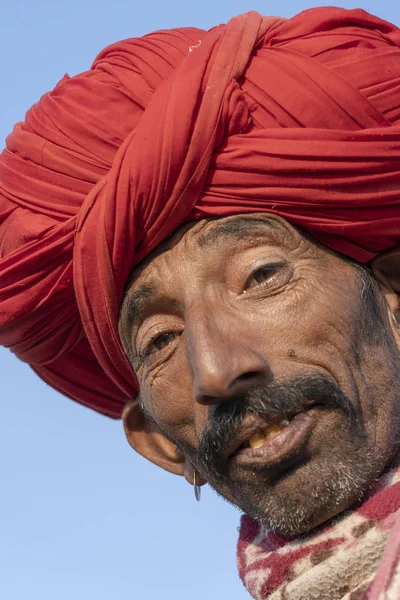 Pushkar India November 2018 Indian Man Desert Thar Pushkar Camel — Stock Photo, Image