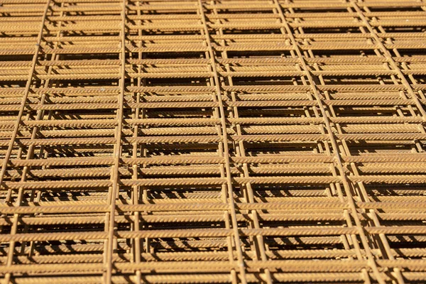 Reinforcing Bars Periodic Profile Packs Stored Metal Products Warehouse Close — Stock Photo, Image