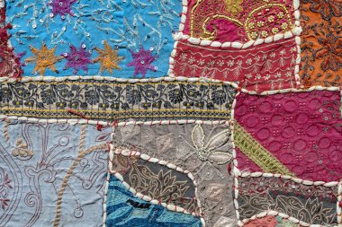 Detay eski Patchwork Halı. Yakın çekim, üst görünüm