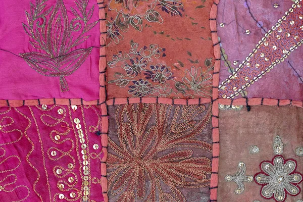 Detail old patchwork carpet, India. Close up — Stock Photo, Image