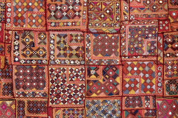 Detail old patchwork carpet, India. Close up — Stock Photo, Image