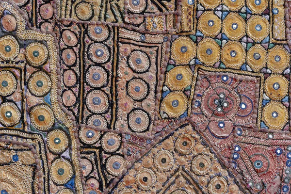 Detalle de alfombra vieja patchwork, India. De cerca. — Foto de Stock