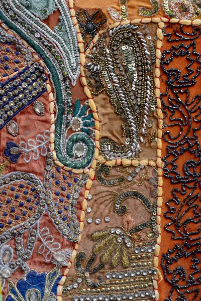 Detail old patchwork carpet, India. Close up — Stock Photo, Image