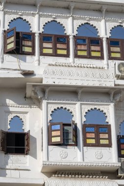 Mimari detay, Jaipur, Rajasthan, Hindistan 'da dekore cephe