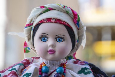 El yapımı Ukrayna bebek eski kültür halk el sanatları Ukrayna geleneği. Closeup