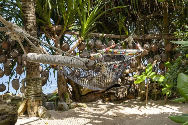 Bahçede deniz yakınında güzel tropikal plajda boş hamak, Tayland