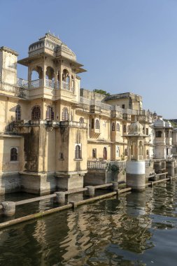 Mimari, Udaipur su gölü yakınında dekore edilmiş cephe, Rajasthan, Hindistan