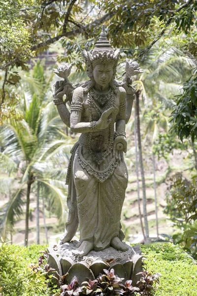 Estátua de pedra balinesa tradicional representando deus ou divindade mitológica em Ubud, ilha Bali, Indonésia, close-up — Fotografia de Stock