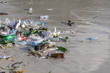 Ada Koh Phangan, Tayland dolunay partisi nden sonra Haad Rin plajda deniz suyu kirliliğinin sonuçları