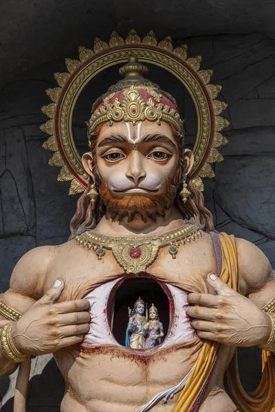 Hanuman statue, Hindu idol near Ganges River, Rishikesh, India. Sacred places for pilgrims