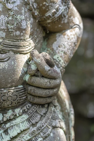 Stone statue hand, the sign of nothing you will not get. Negative value. Stone fig. Traditional stone statue in Ubud, island Bali, Indonesia — Stock Photo, Image