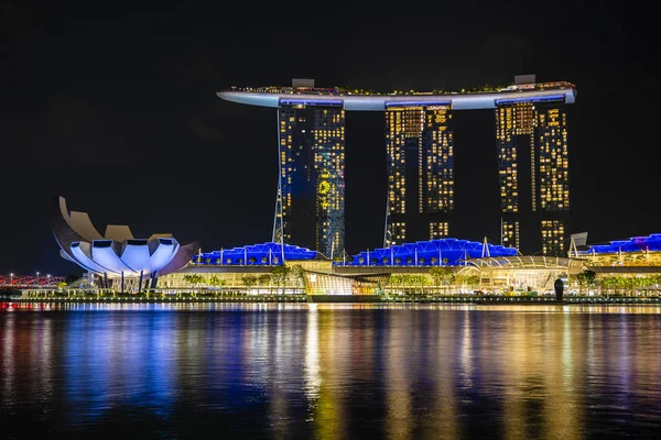 Marina Bay Sands is an integrated resort fronting Marina Bay at night view, Singapore Stock Photo