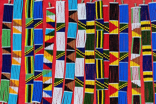 Tribal Masai Pulseiras Coloridas Para Venda Para Turistas Mercado Praia — Fotografia de Stock