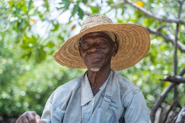 Zanzíbar Tanzania Noviembre 2019 Anciano Africano Desconocido Que Trabaja Carretera —  Fotos de Stock